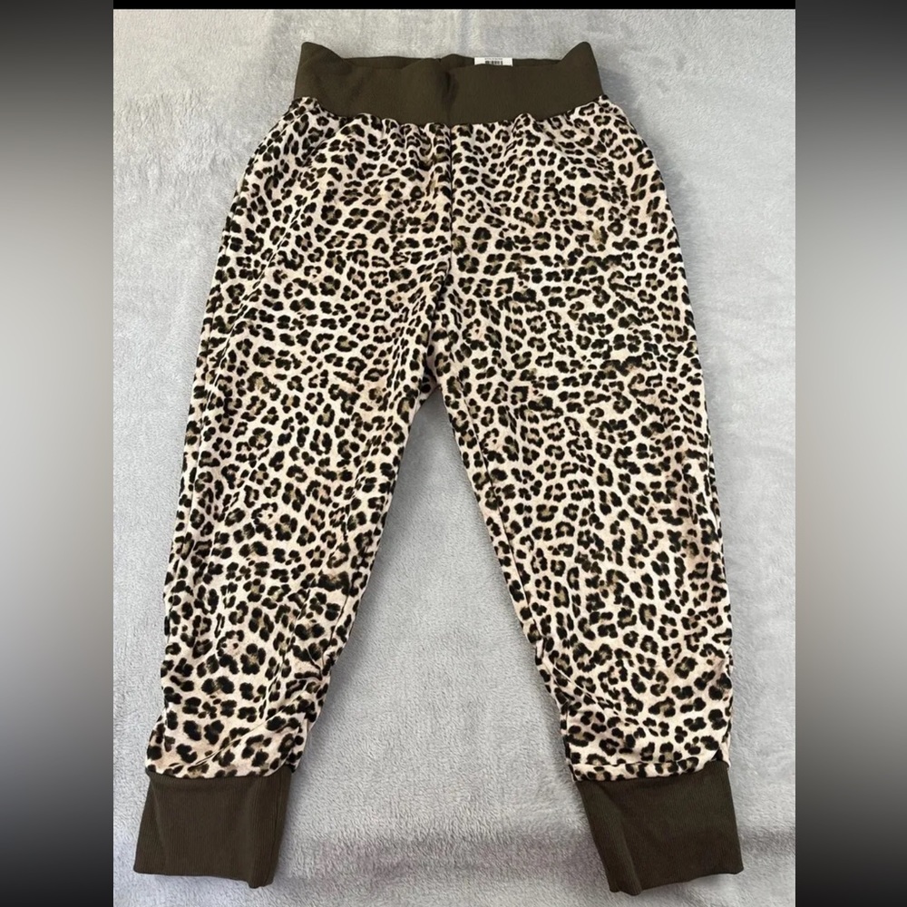 INC International Concepts Petite cheetah print high rise joggers size PXL